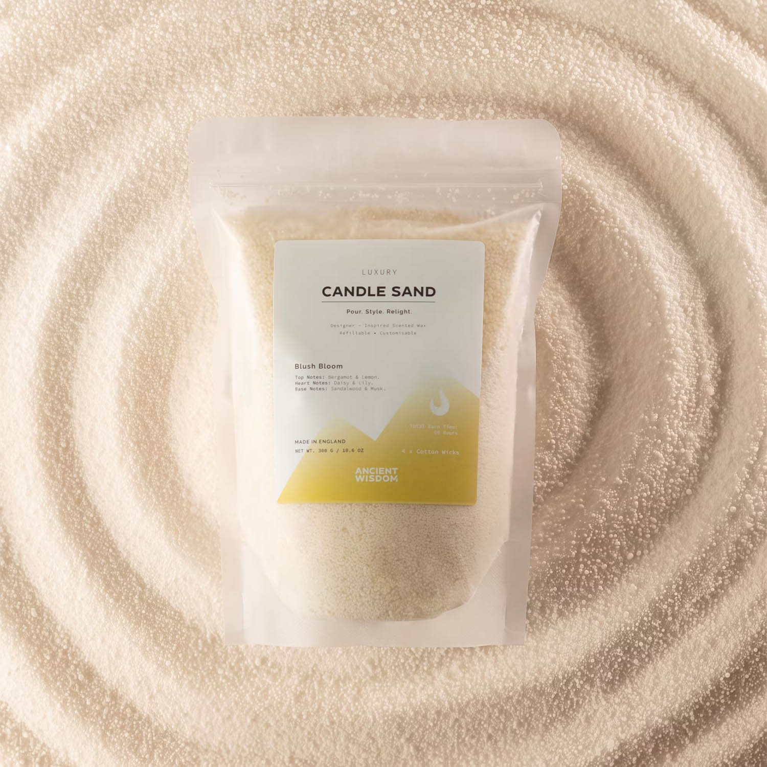 Blush Bloom Scented Candle Sand - Warm Honey Colour (300g)1