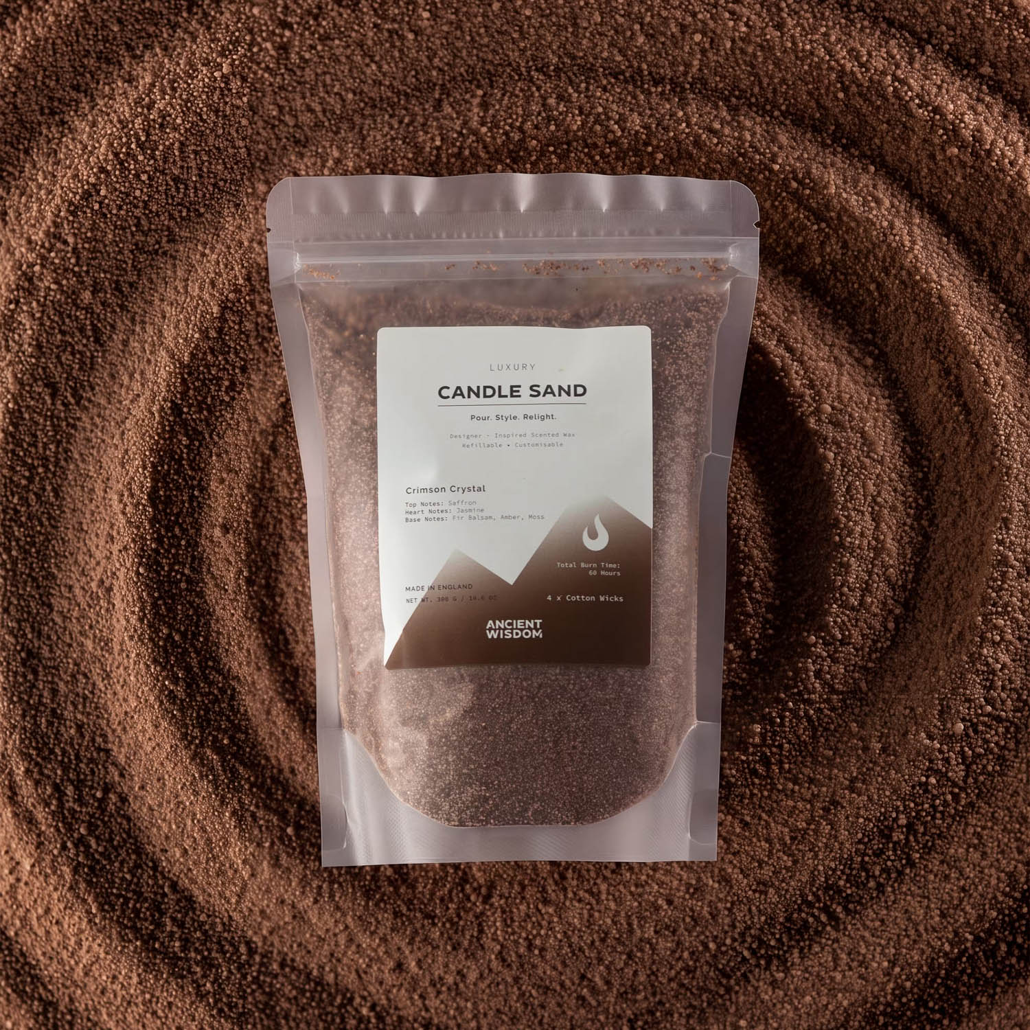 Crimson Crystal Scented Candle Sand - Mocha Brown Colour (300g)1