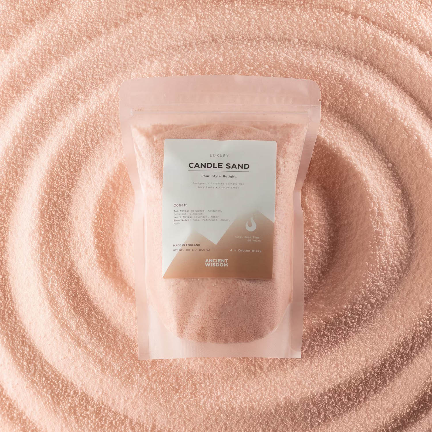 Cobalt Scented Candle Sand - Taupe Orange Colour (300g)1