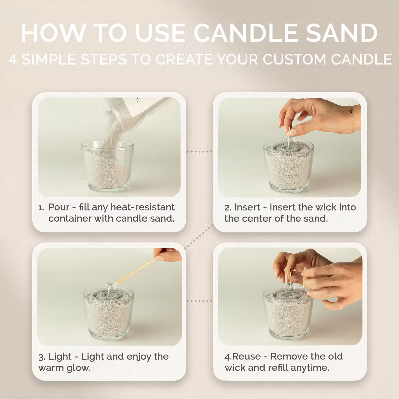 Pure Serenity Scented Candle Sand - Latte Beige Colour (300g)5