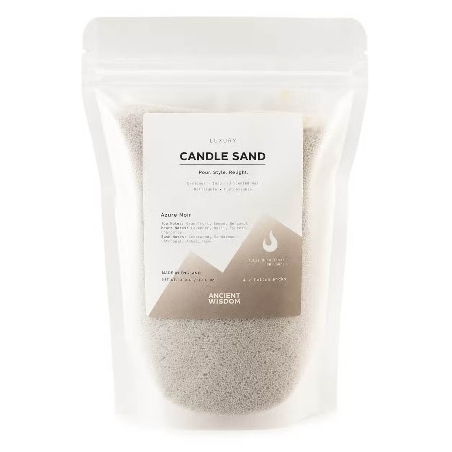 Azure Noir Scented Candle Sand - Warm Grey Colour (300g)