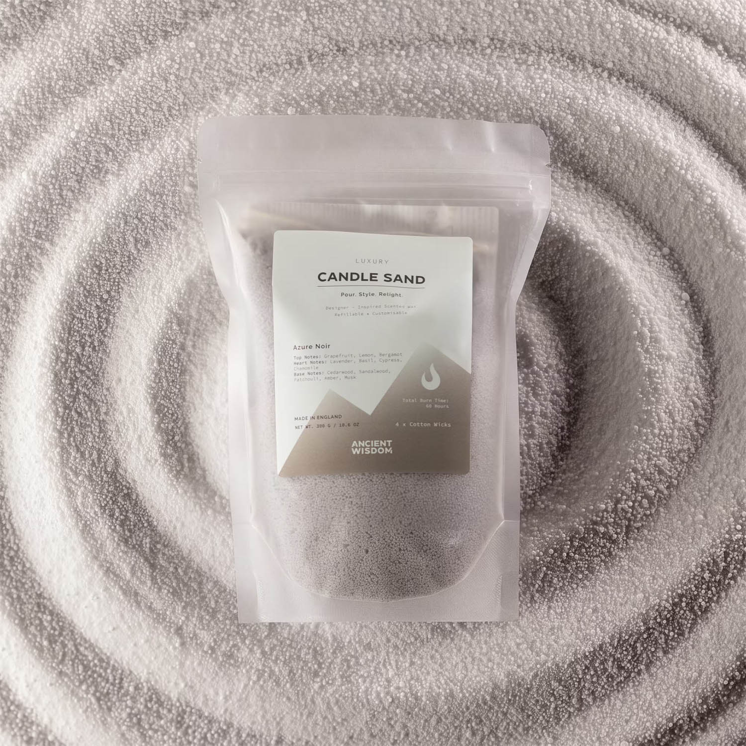 Azure Noir Scented Candle Sand - Warm Grey Colour (300g)1