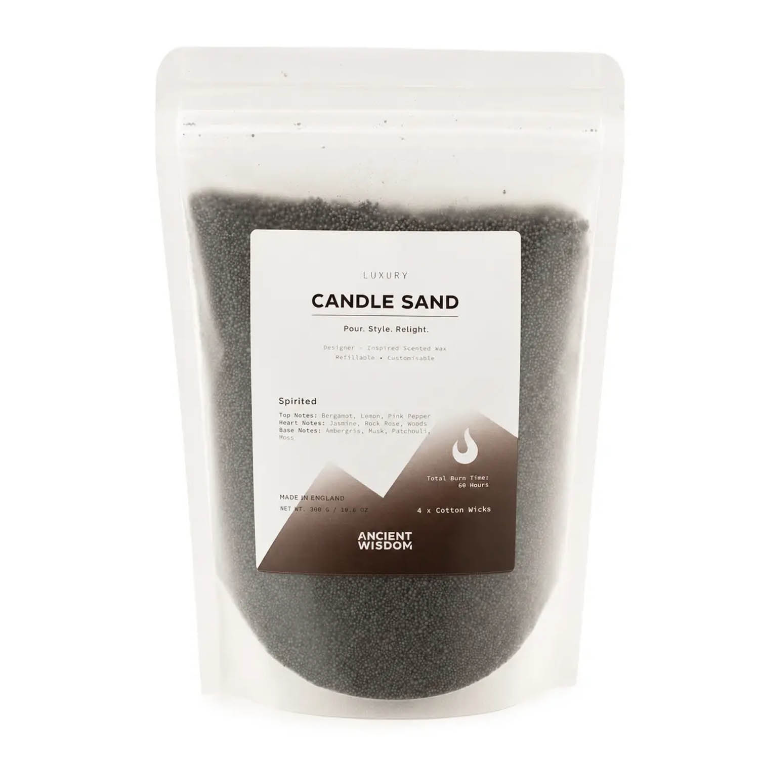 Spirited Scented Candle Sand - Black Colour (300g)