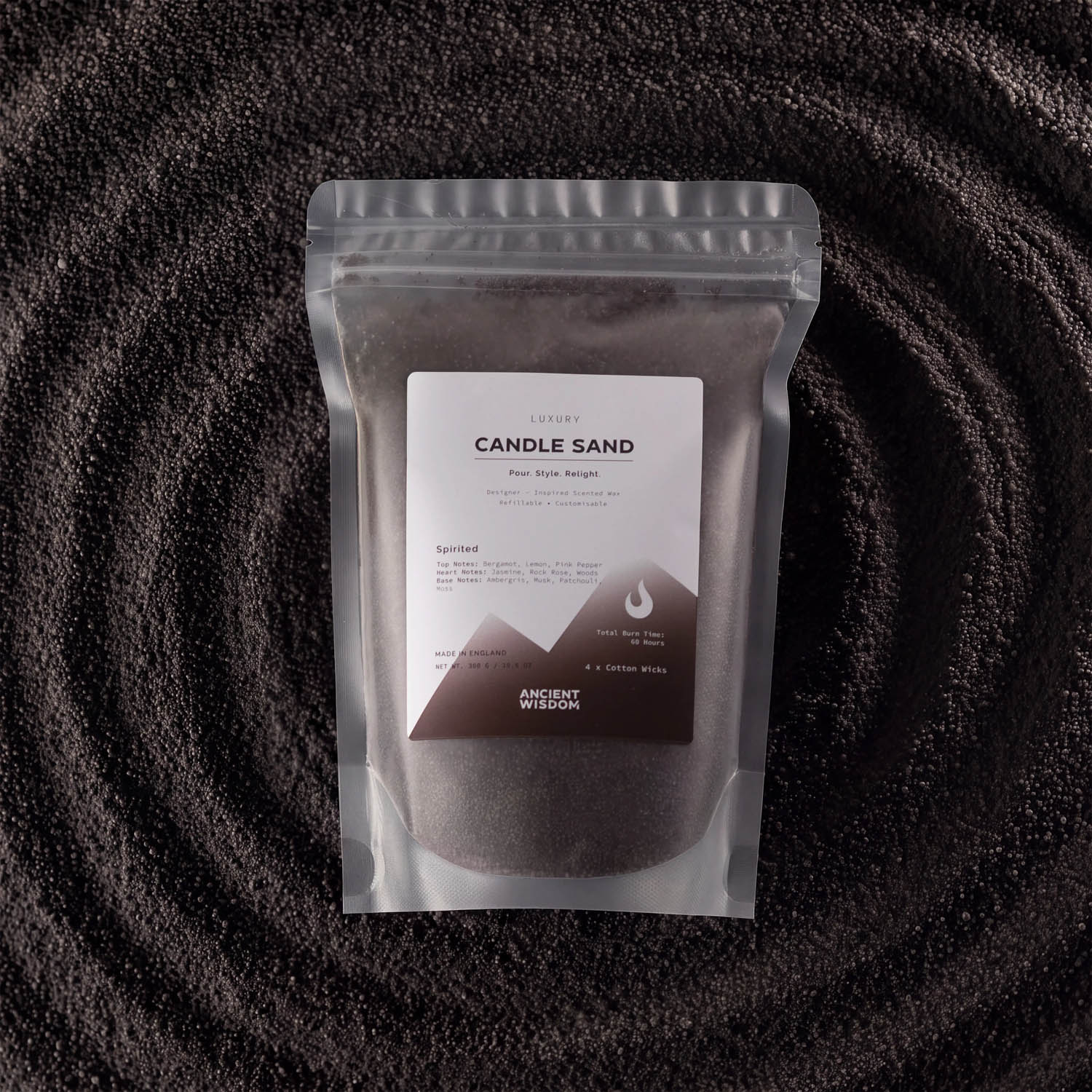 Spirited Scented Candle Sand - Black Colour (300g)1