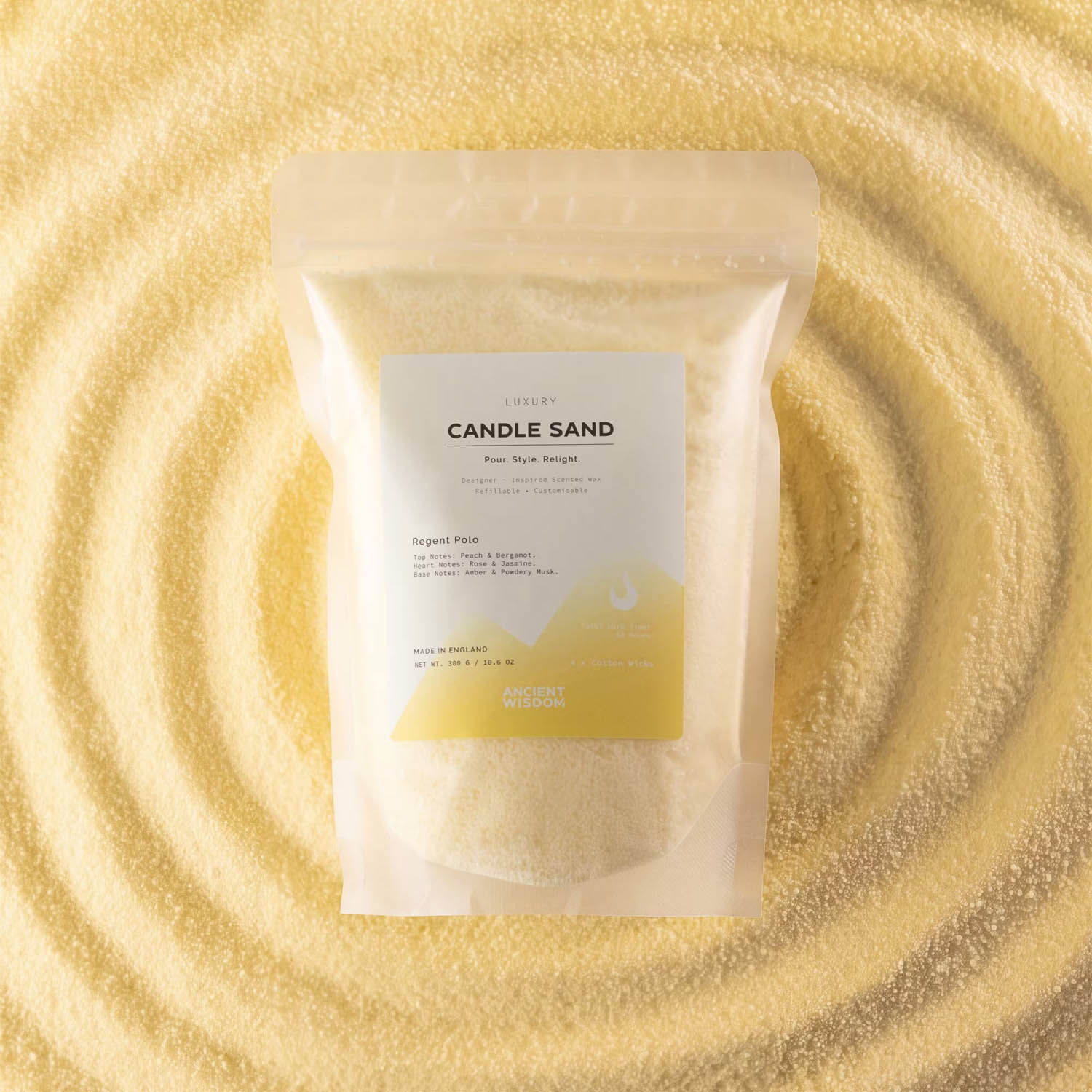 Regent Polo Scented Candle Sand - Cream Colour (300g)1