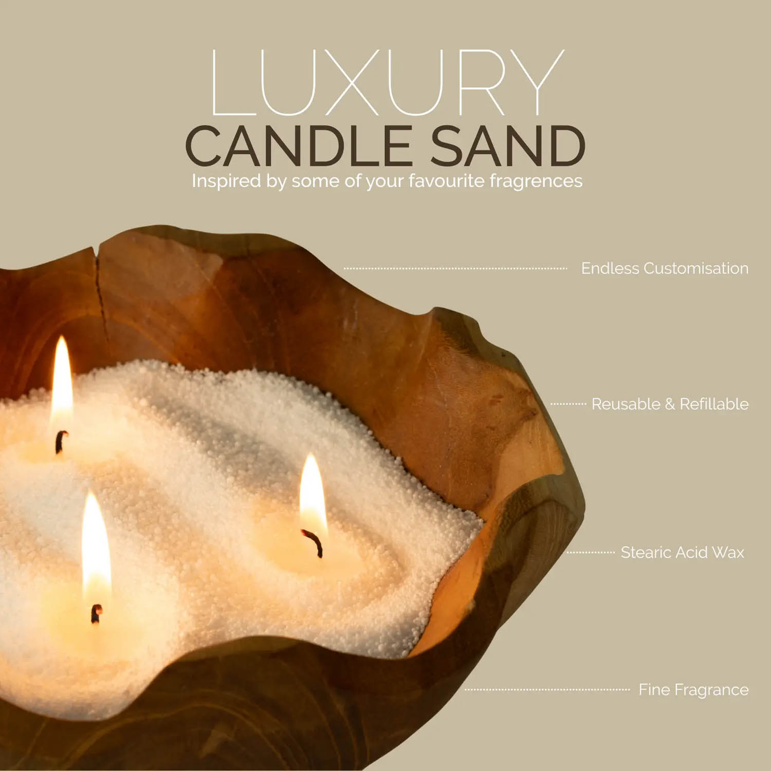 Regent Polo Scented Candle Sand - Cream Colour (300g)7