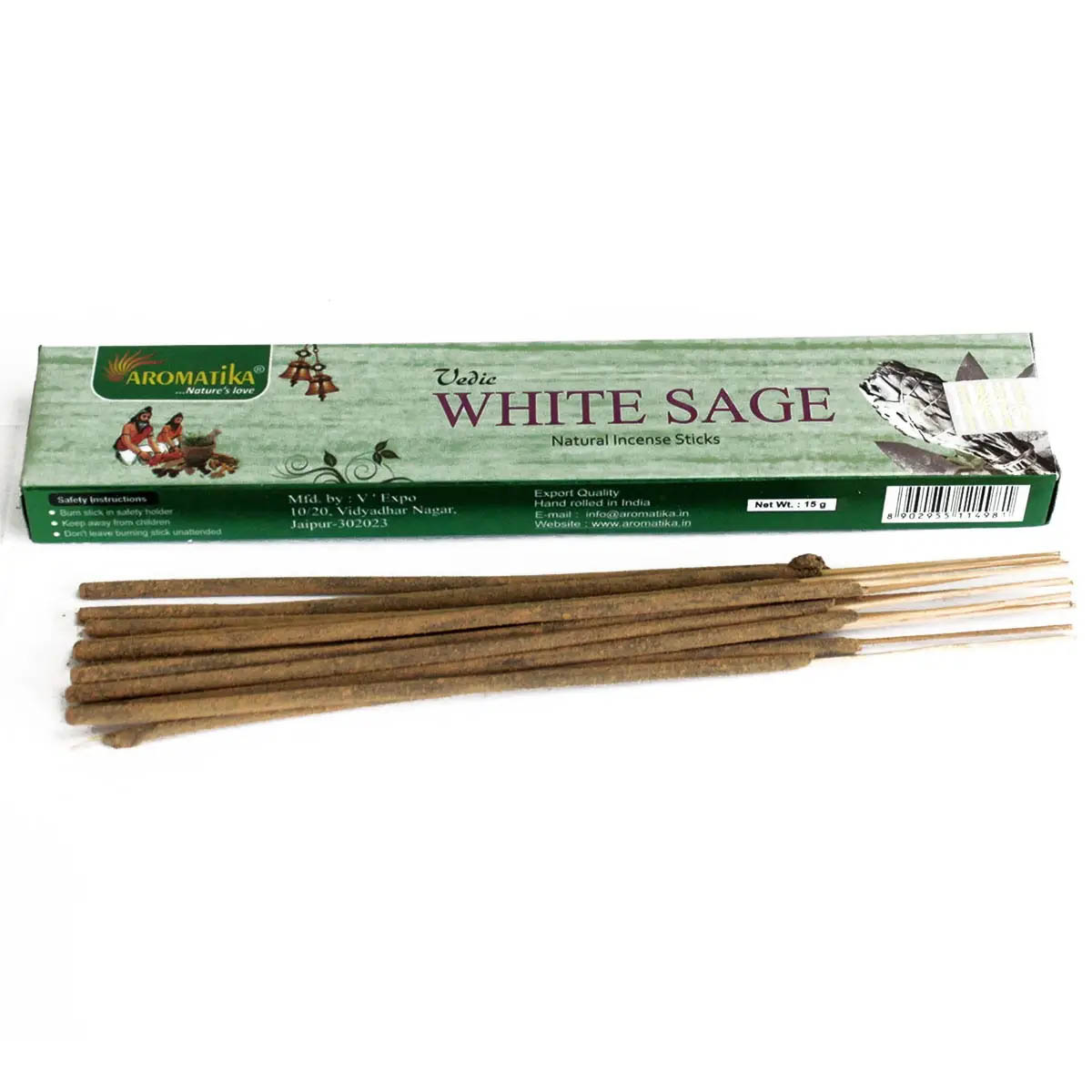 Aromatika Vedic White Sage Incense Sticks (15g)