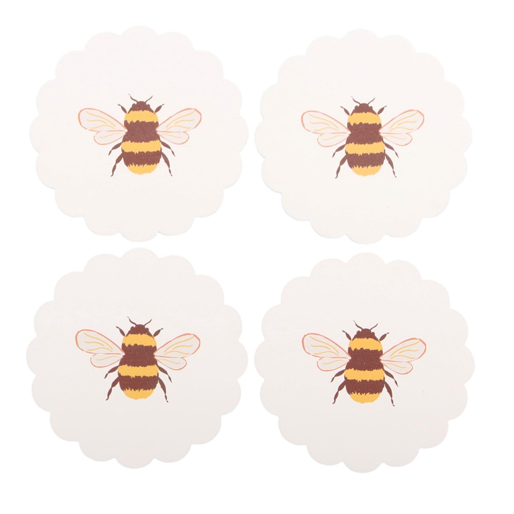 Set of 4 Scalloped Honey Bee Coasters1