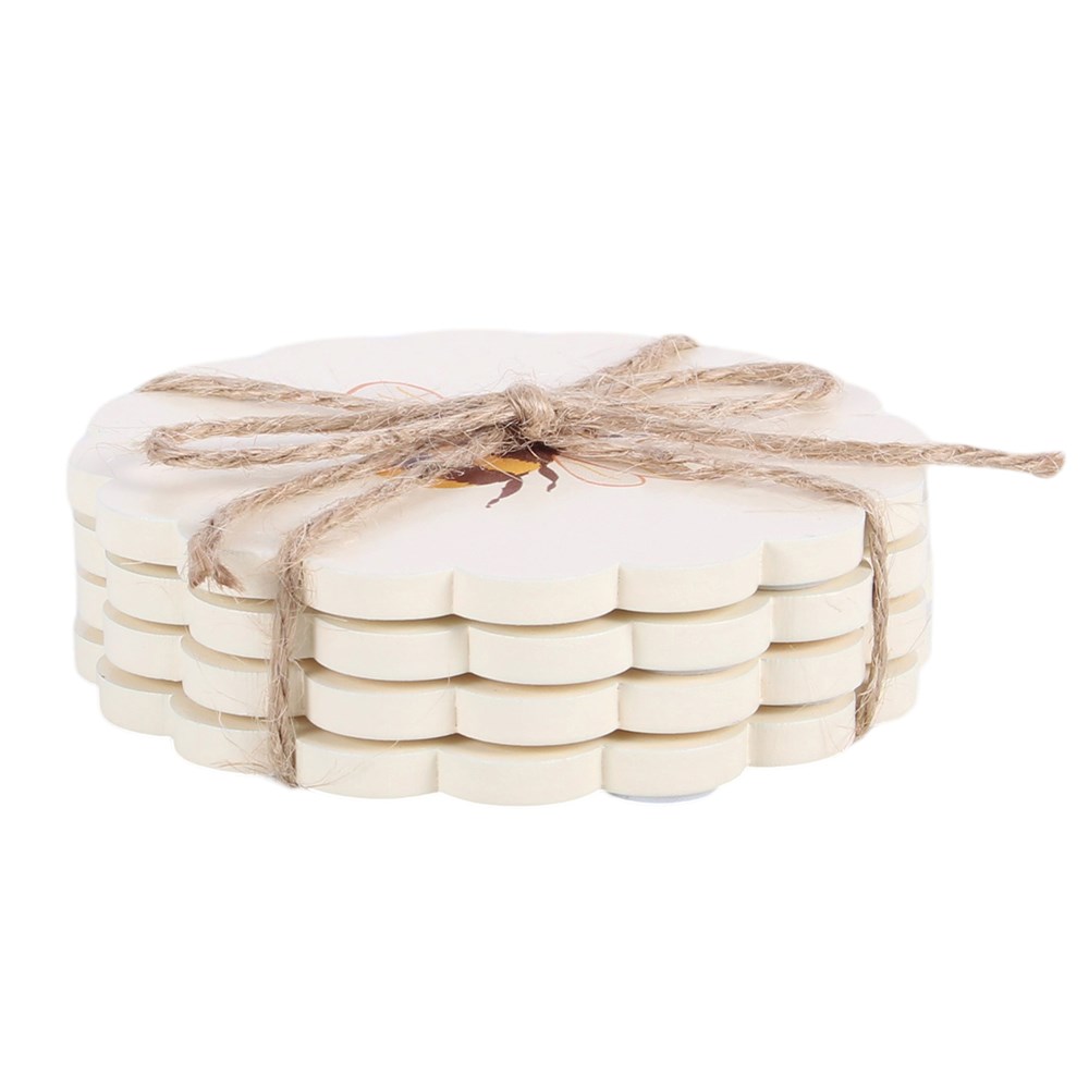 Set of 4 Scalloped Honey Bee Coasters2