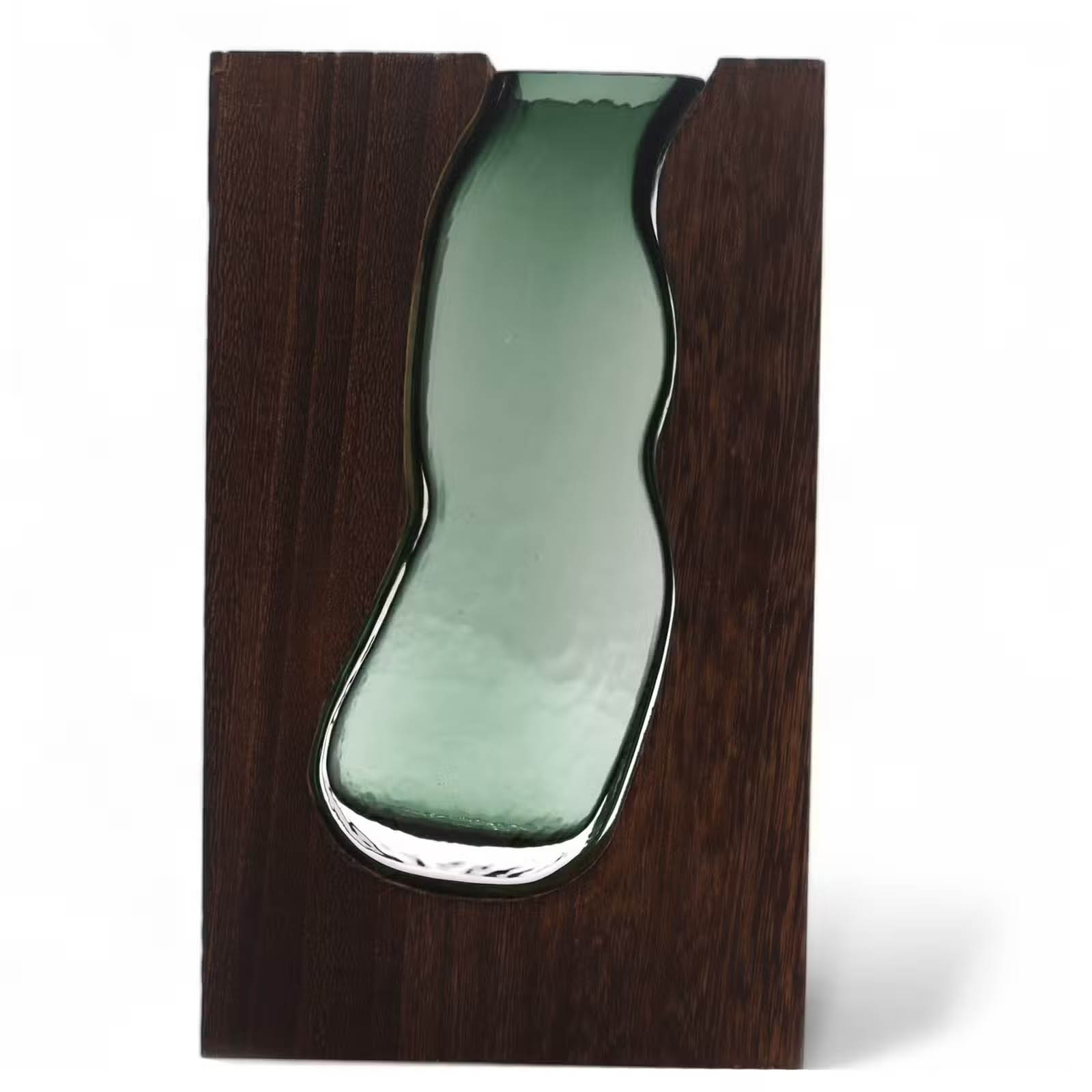 Large Glass Vase & Terrarium in Dark Tung Wood