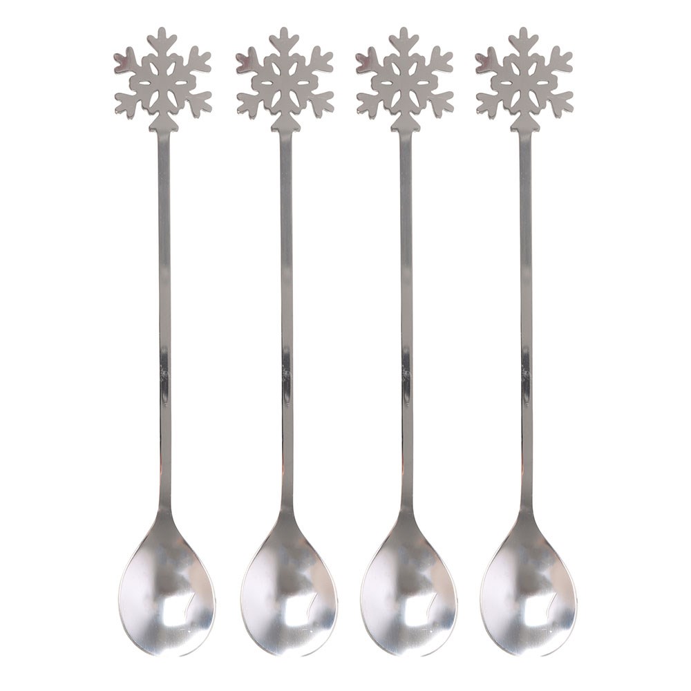 Set of 4 Metal Snowflake Spoons