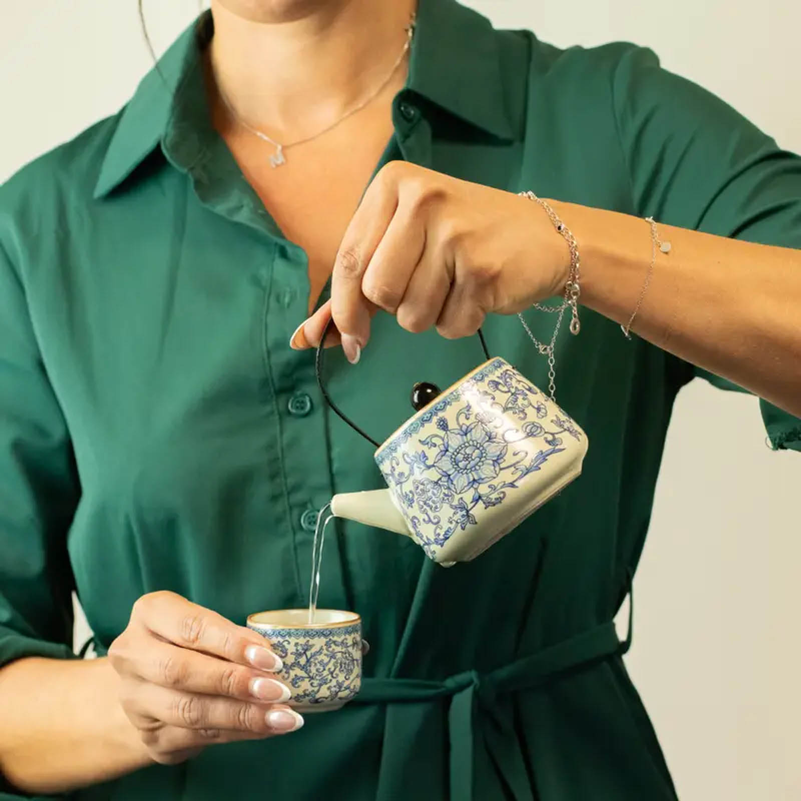 China Ru Blue Travel Teapot Set & Two Cups5