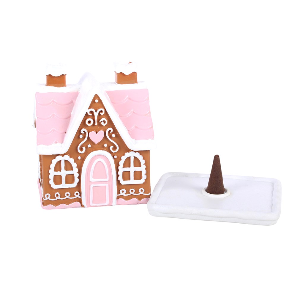 Pink Gingerbread House Incense Cone Burner1