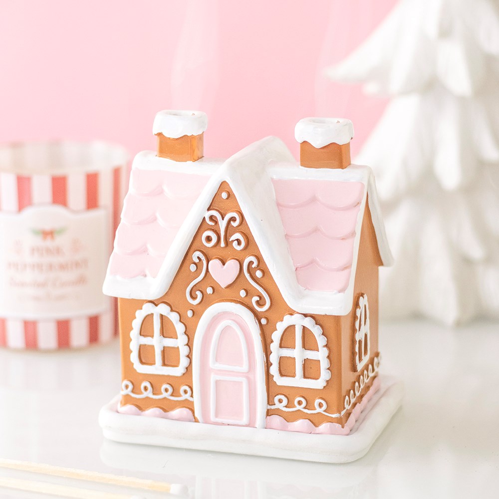 Pink Gingerbread House Incense Cone Burner4