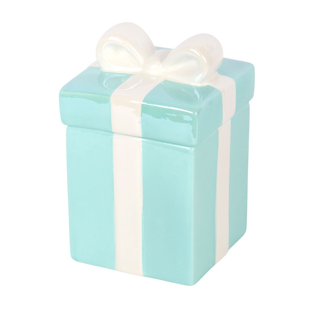 Blue Christmas Present Oil Burner with Removable Lid