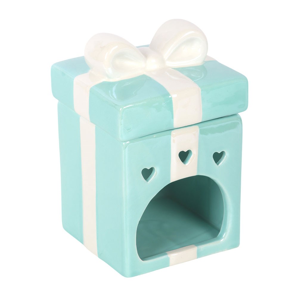 Blue Christmas Present Oil Burner with Removable Lid2