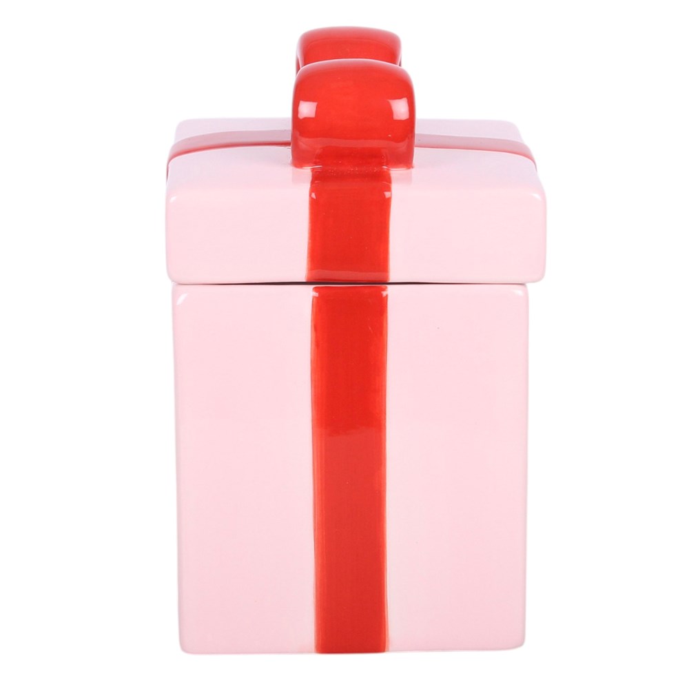 Pink Present Ceramic Oil Burner with Red Ribbon3