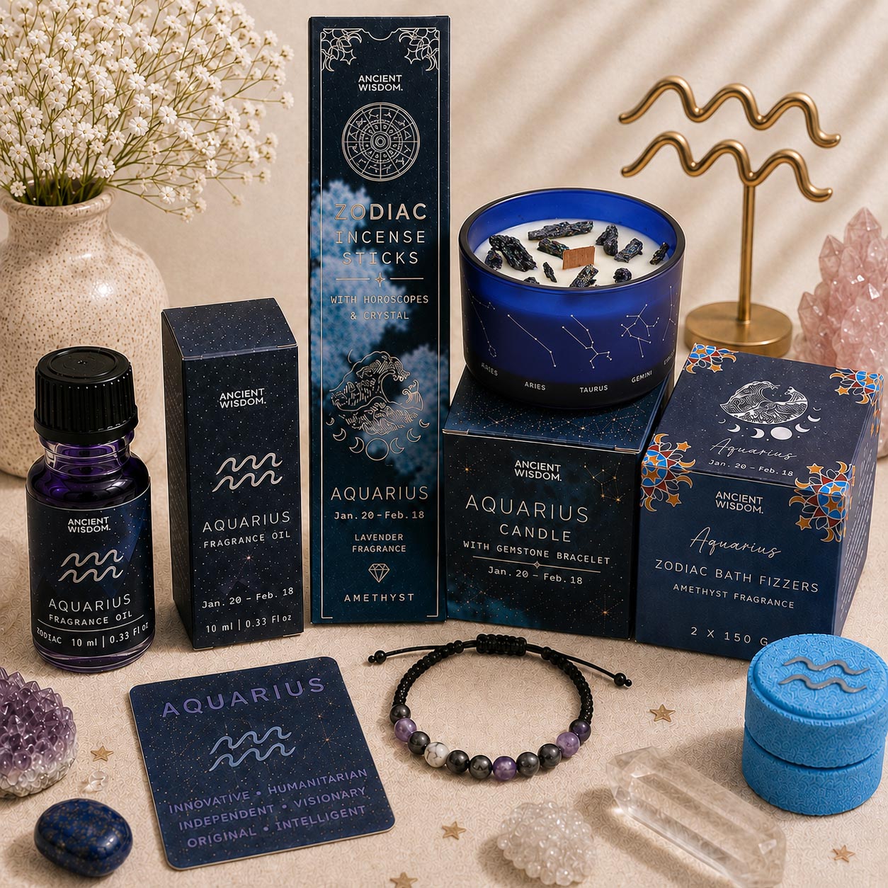 Aquarius Star Sign Self-Care & Fragrance Bundle