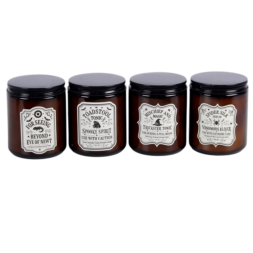 Set of 4 Witch's Apothecary Amber Jar Scented Candles1
