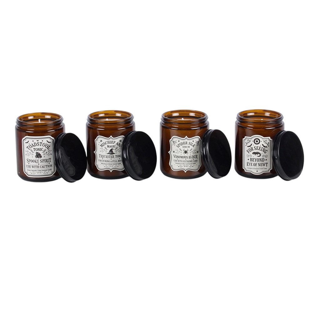 Set of 4 Witch's Apothecary Amber Jar Scented Candles2