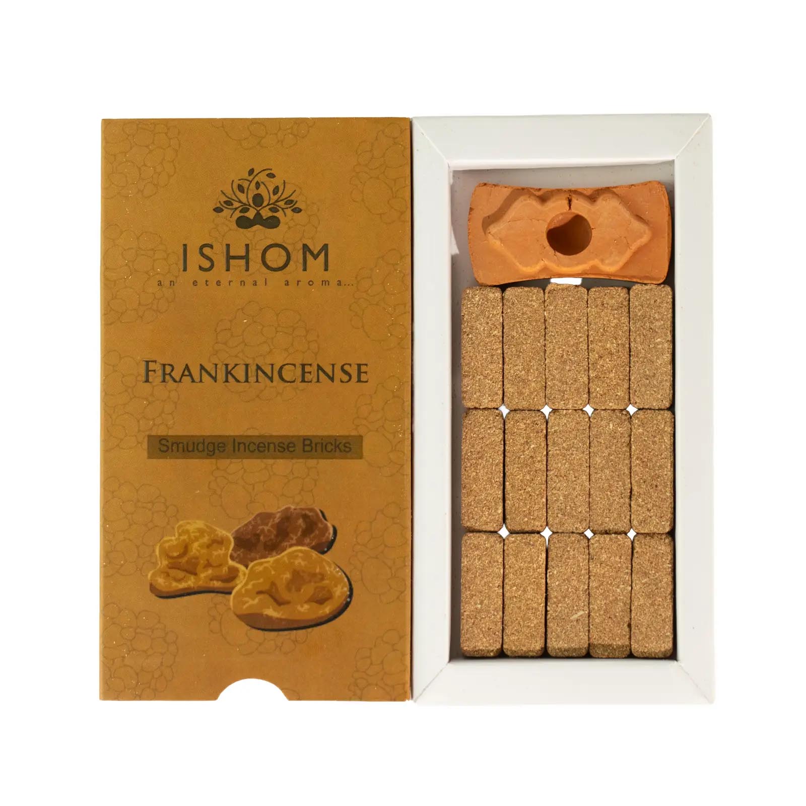 Ishom Natural Frankincense Smudge Incense Bricks & Burner