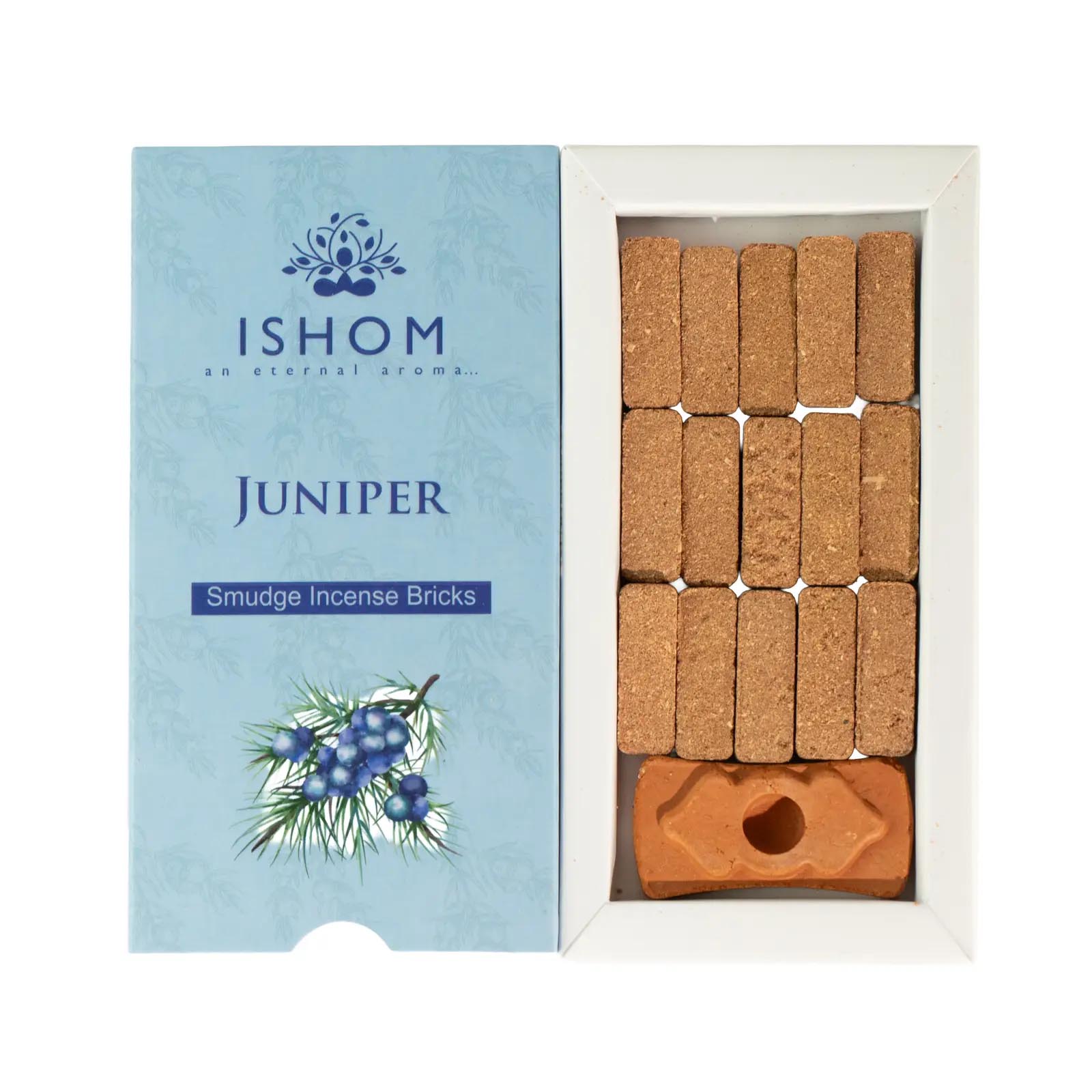 Ishom Natural Juniper Smudge Incense Bricks & Burner