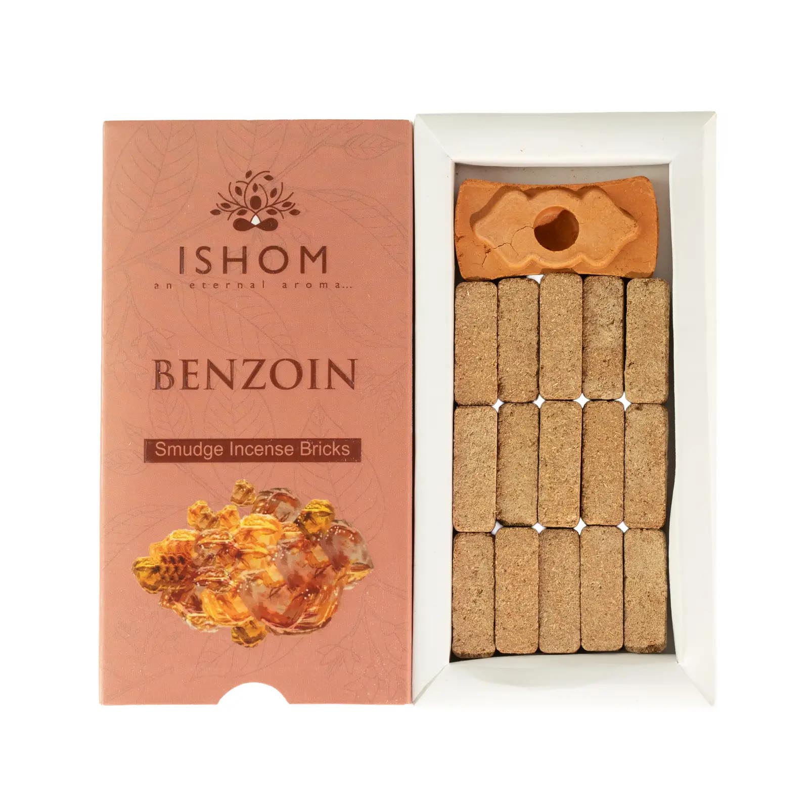 Ishom Natural Benzoin Smudge Incense Bricks & Burner