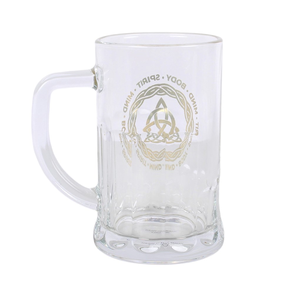Celtic Triquetra Knot Glass Beer Tankard & Coaster Set (510ml)2