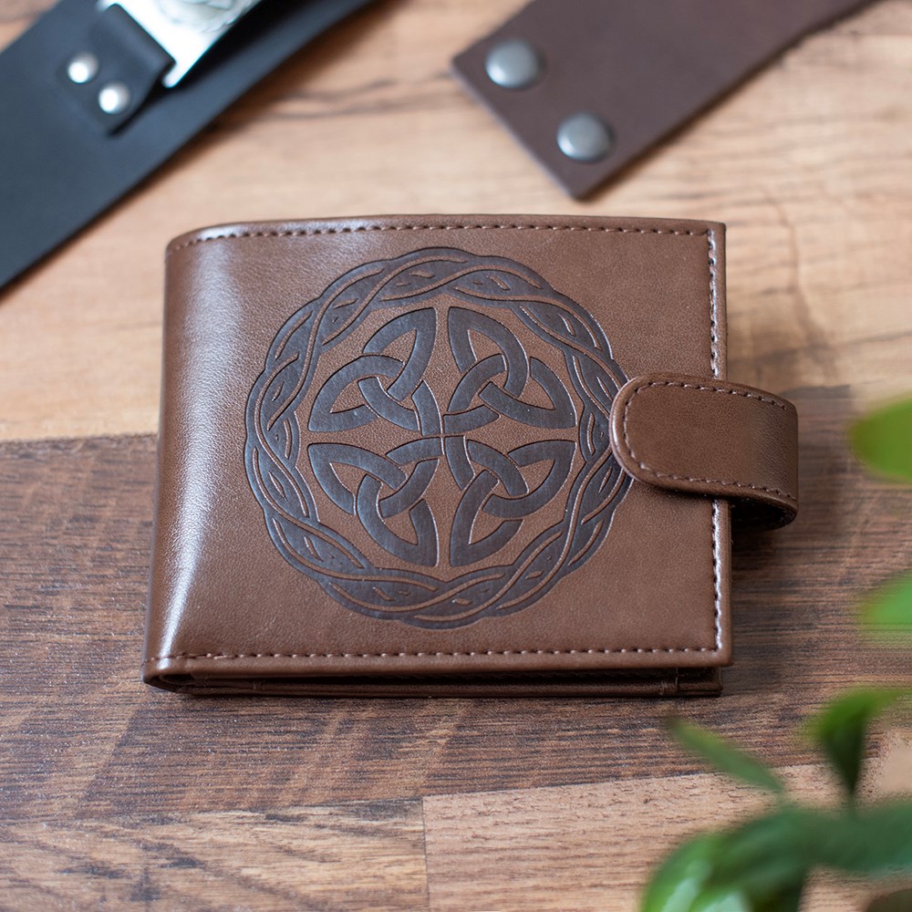 Brown Faux Leather Celtic Shield Knot Wallet3