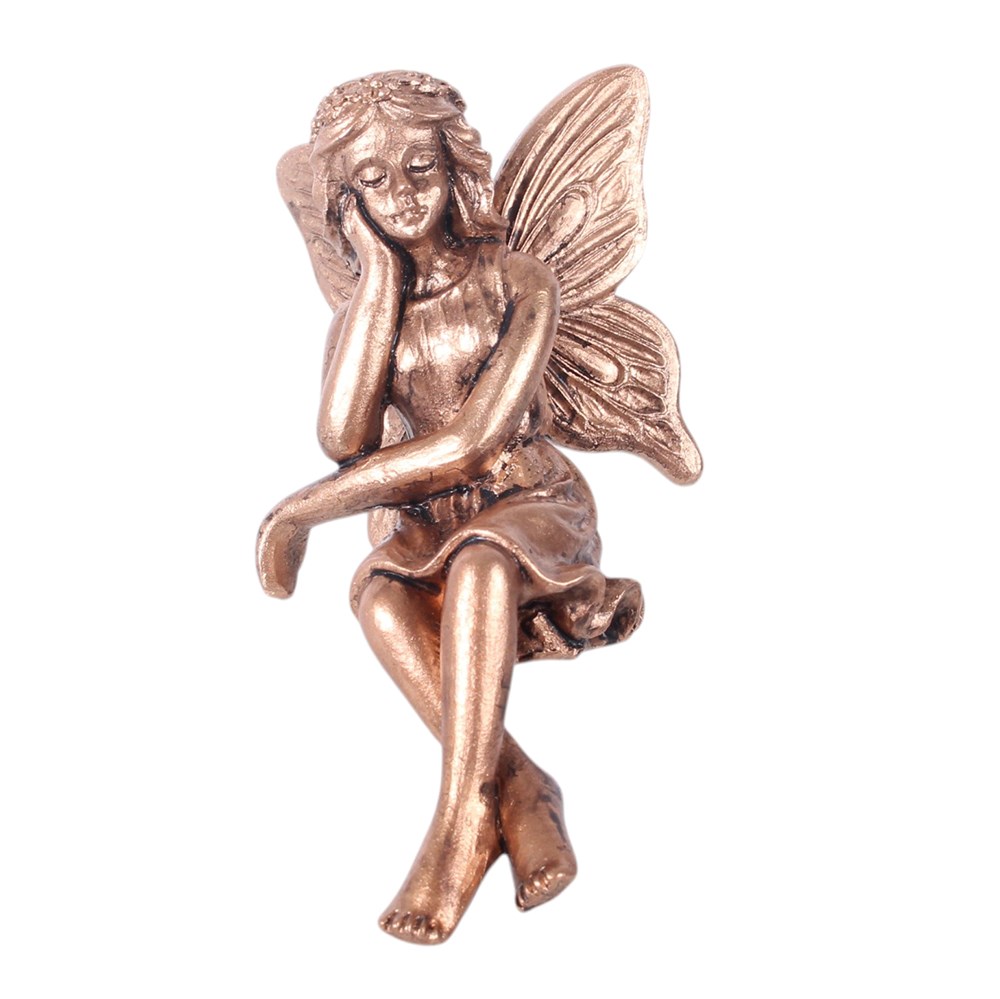 Set of 2 Resin Fairy Shelf Sitters - Antique Bronze Effect1