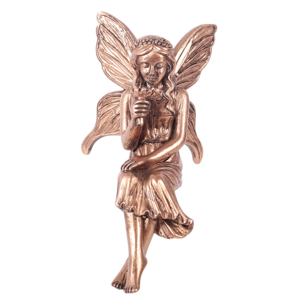 Set of 2 Resin Fairy Shelf Sitters - Antique Bronze Effect2