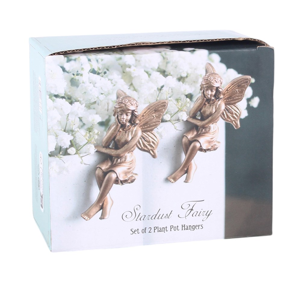 Stardust Fairy Set of 2 Resin Plant Pot Hangers - Antique Bronze3
