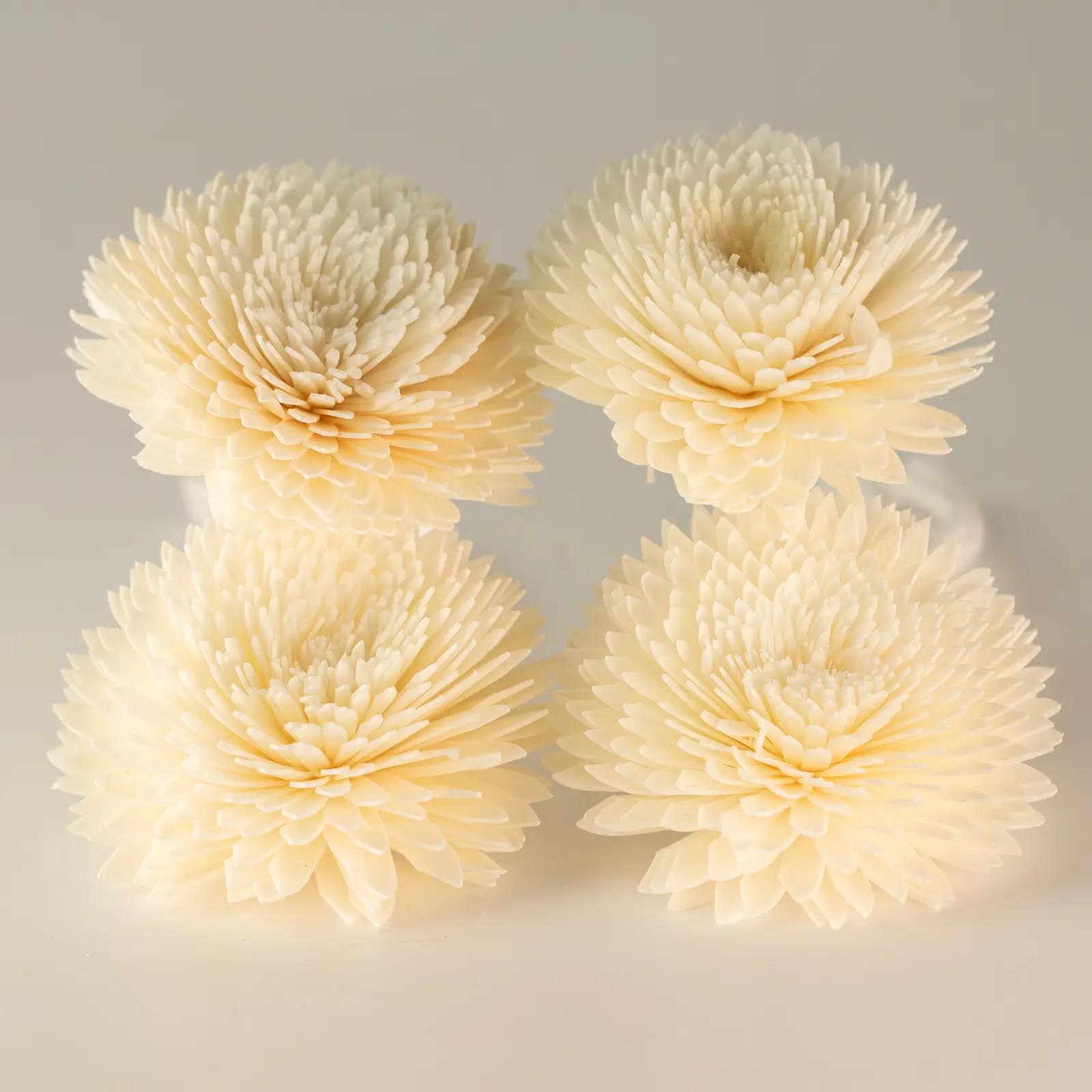 Set of 4 Large Carnation Diffuser Flowers with String Wicks1