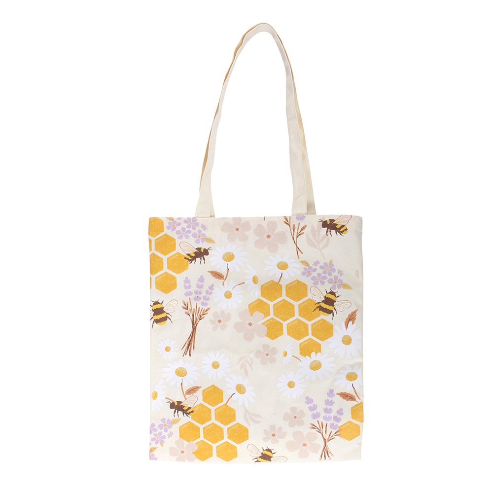 Honey Bee & Floral Print Everyday Tote Bag