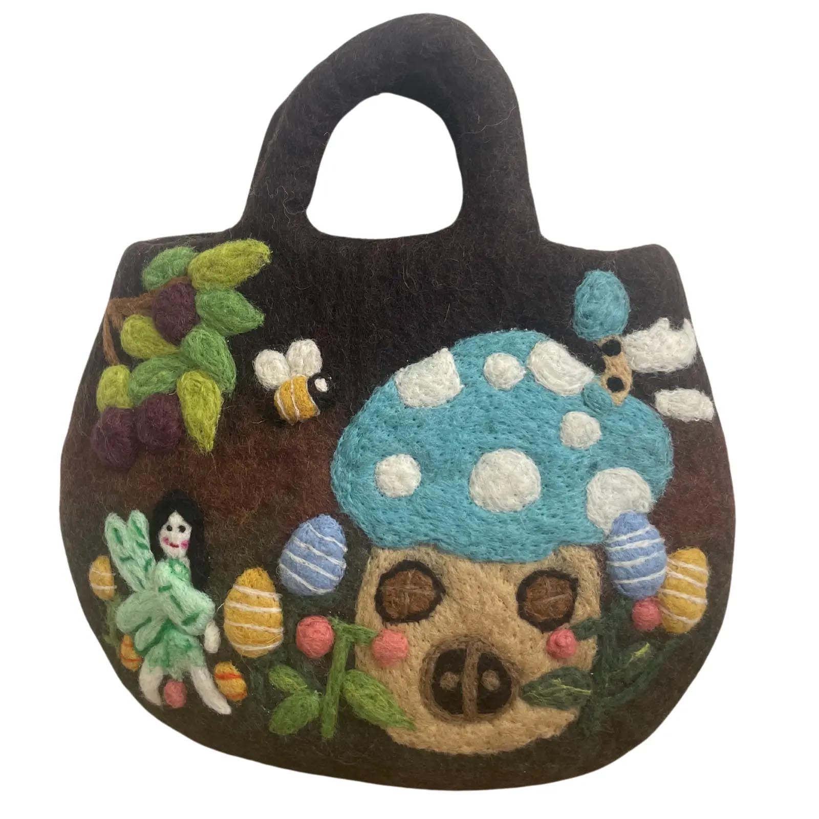 Handmade Fairy Garden Felted Wool Bag (35x27cm)3