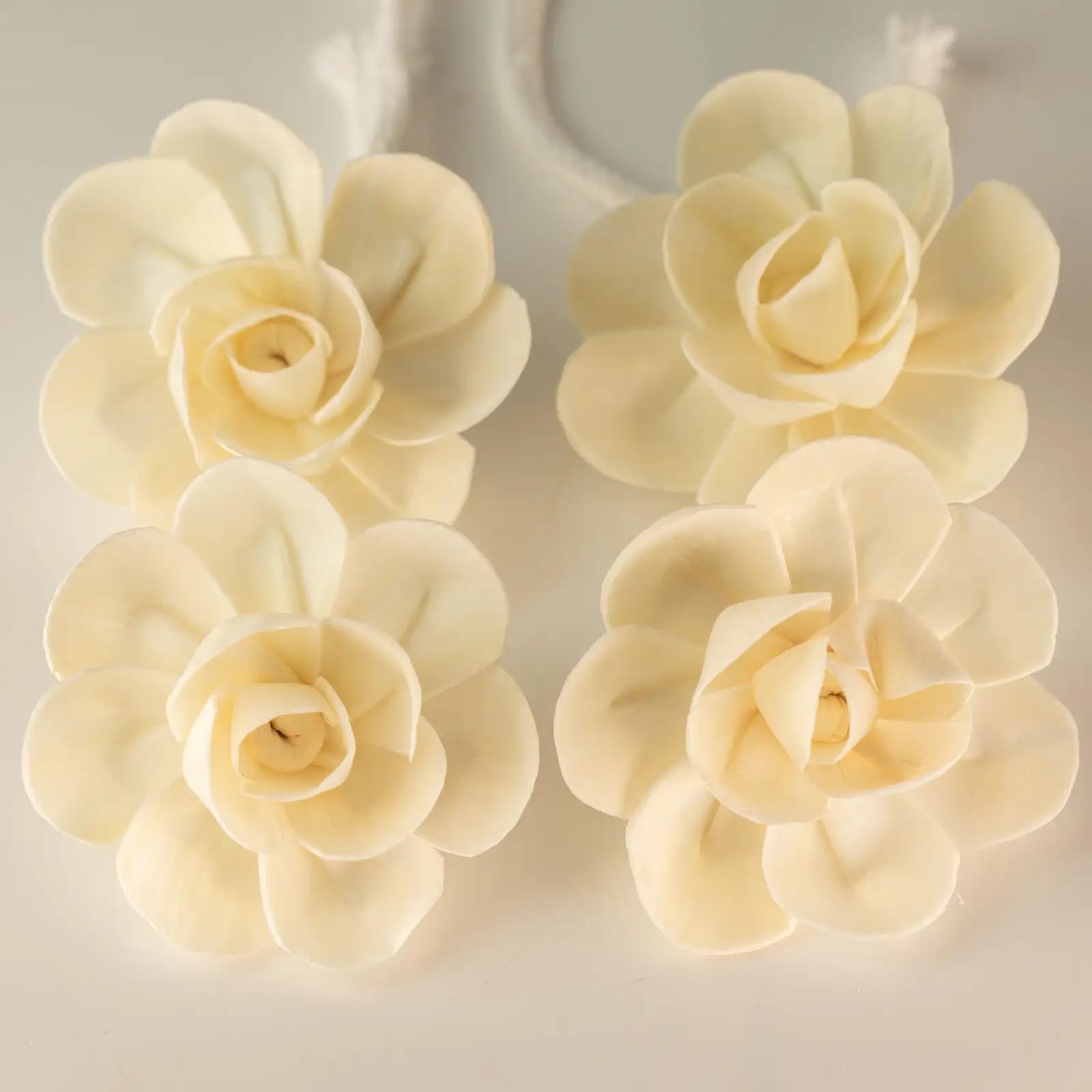 Set of 4 Large Lotus Diffuser Flowers with String Wicks1