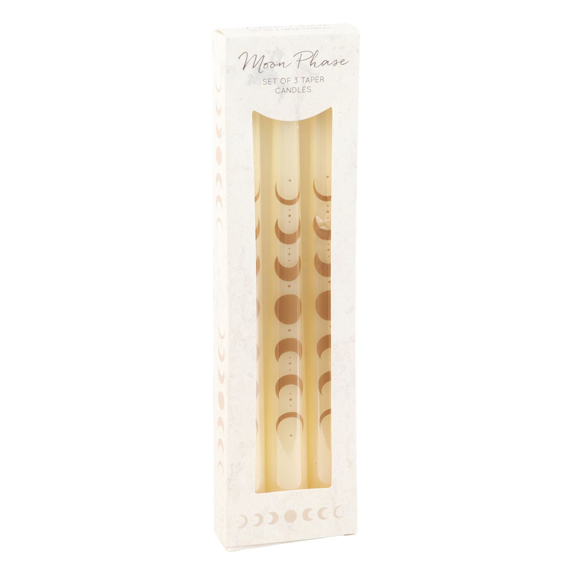 Set of 3 Off-White Moon Phase Taper Candles3