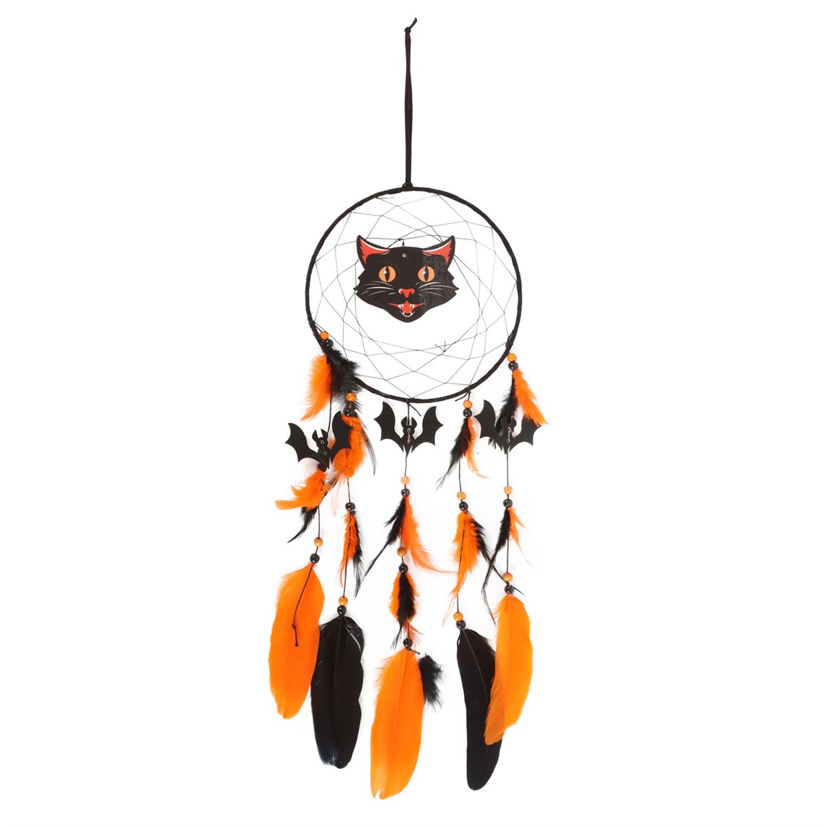 Black Cat & Bat Halloween Dreamcatcher Wall Hanging