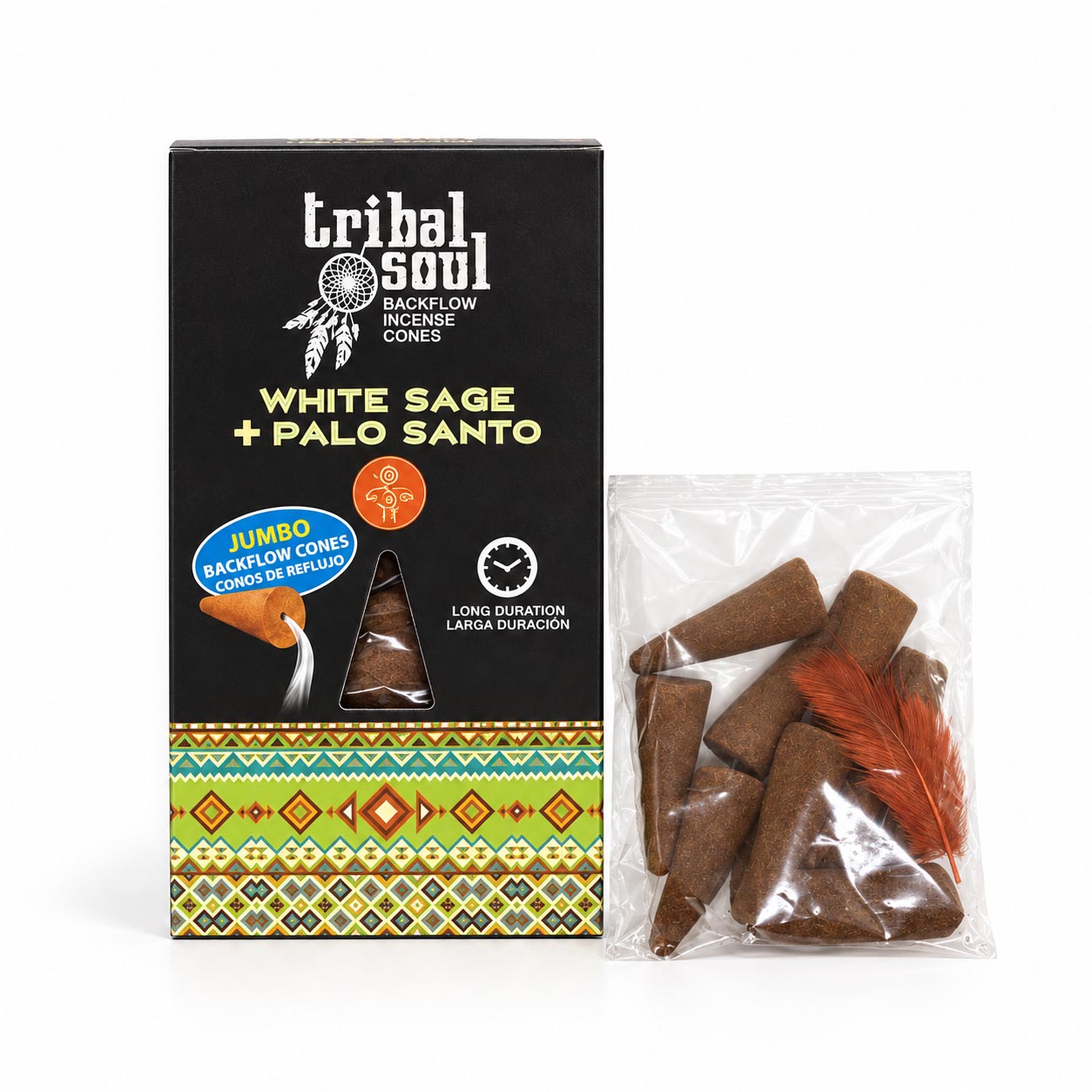 Hari Darshan Tribal Soul White Sage & Palo Santo Backflow Incense Cones (10 Pack)
