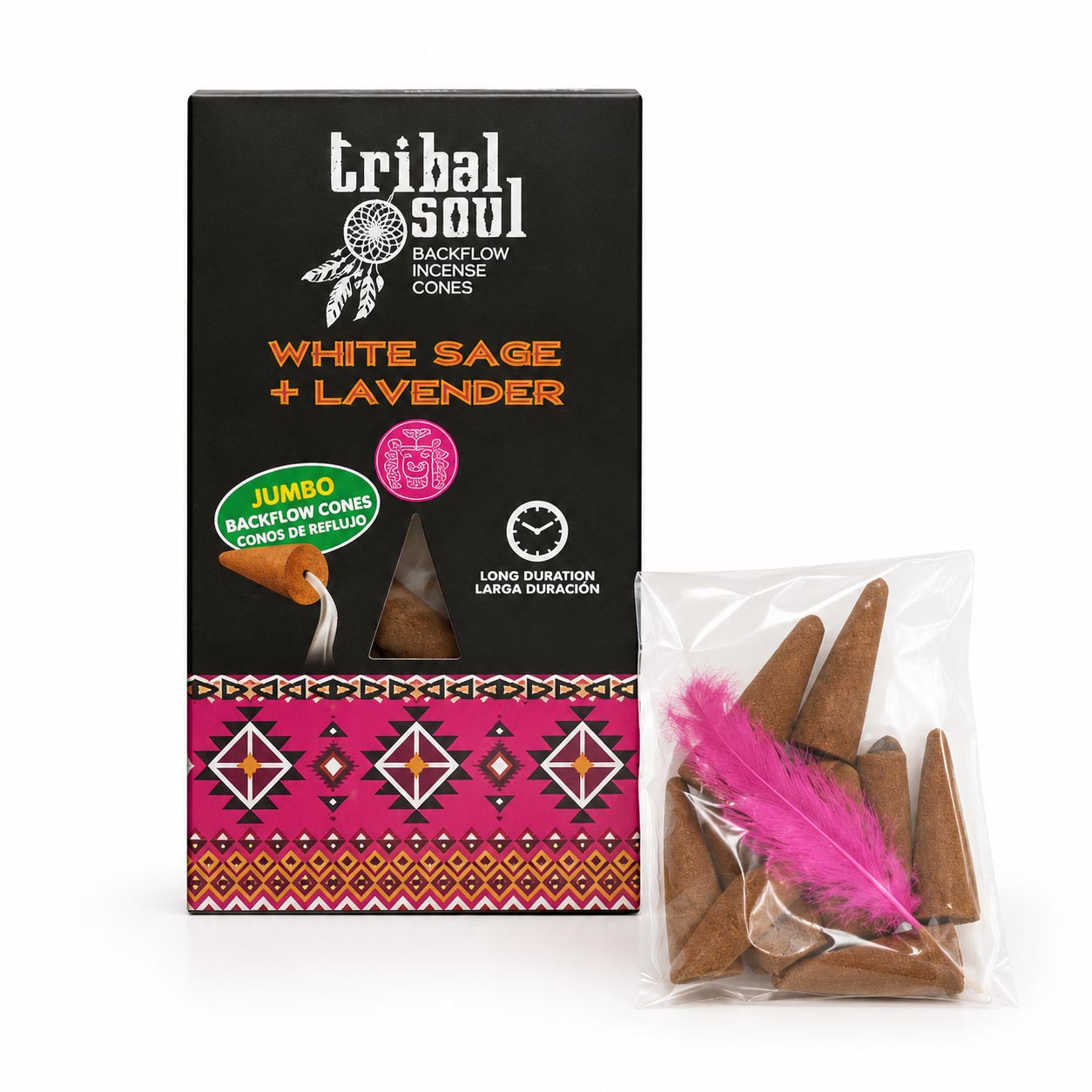Hari Darshan Tribal Soul White Sage & Lavender Backflow Incense Cones (10 Pack)