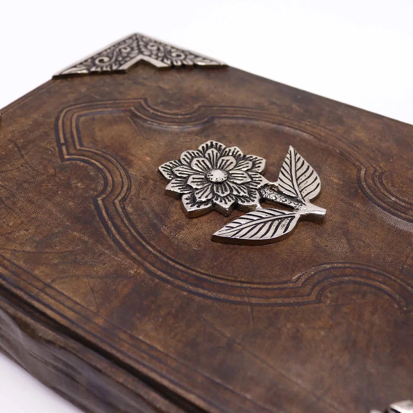 Hefty Red Tan Leather Journal with Zinc Rose (26x18cm)1