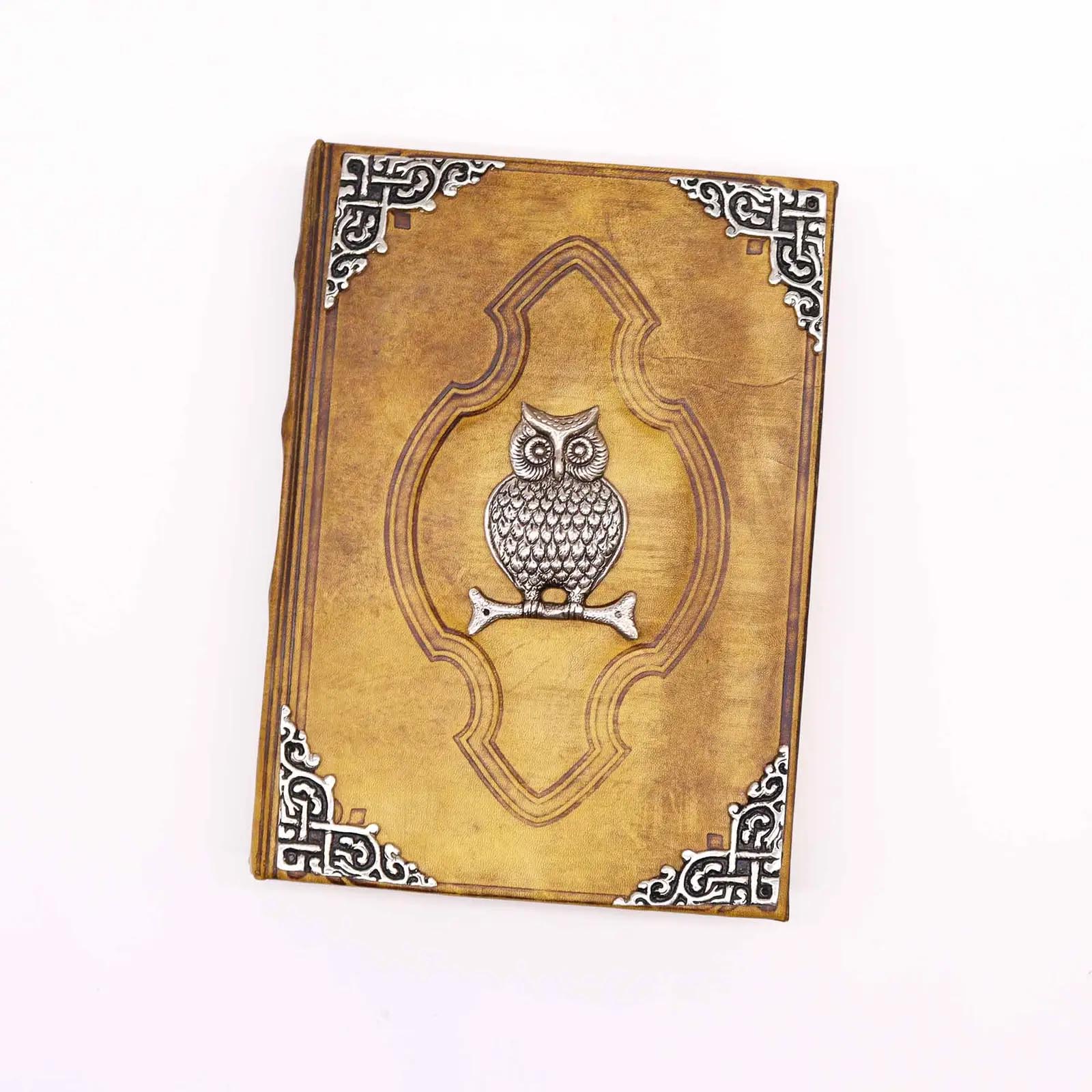 Hefty Coffee Tan Leather Journal with Zinc Owl (26x18cm)4