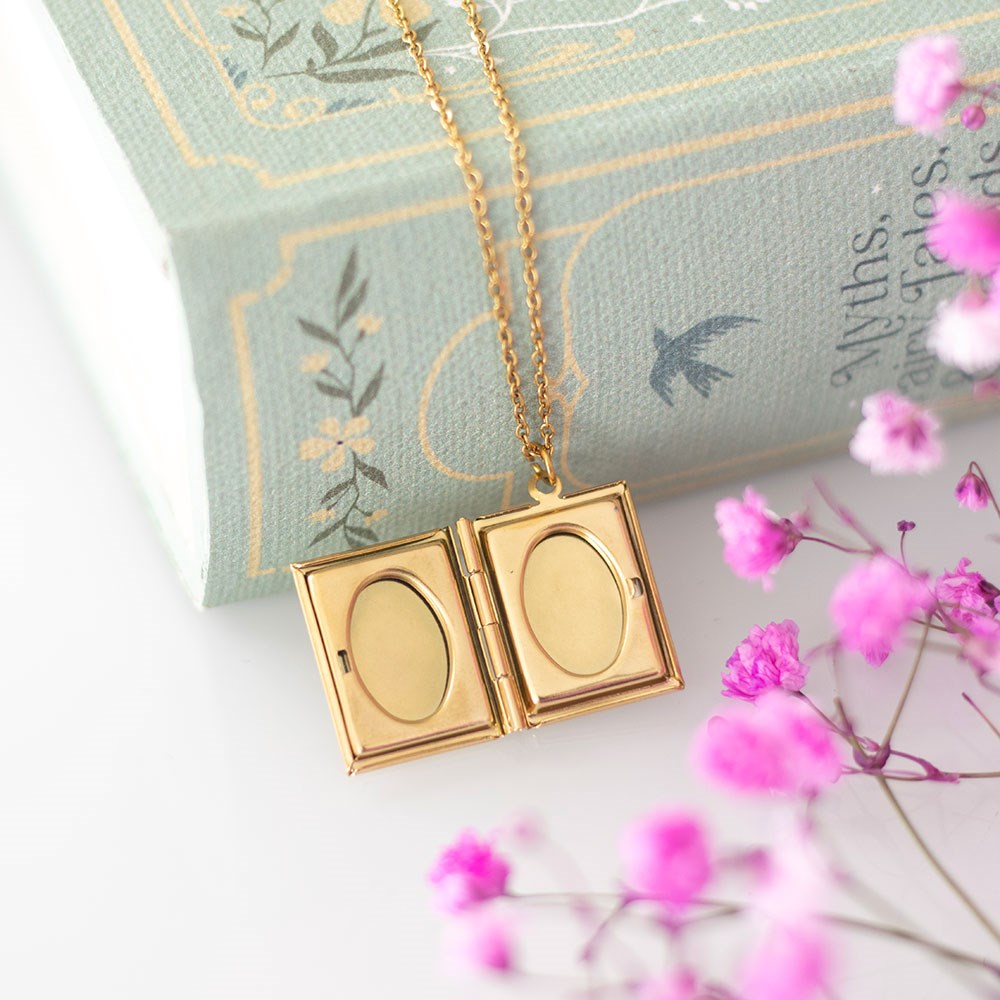 Book Shaped Locket Necklace in Gift Box (Gold-Toned)5