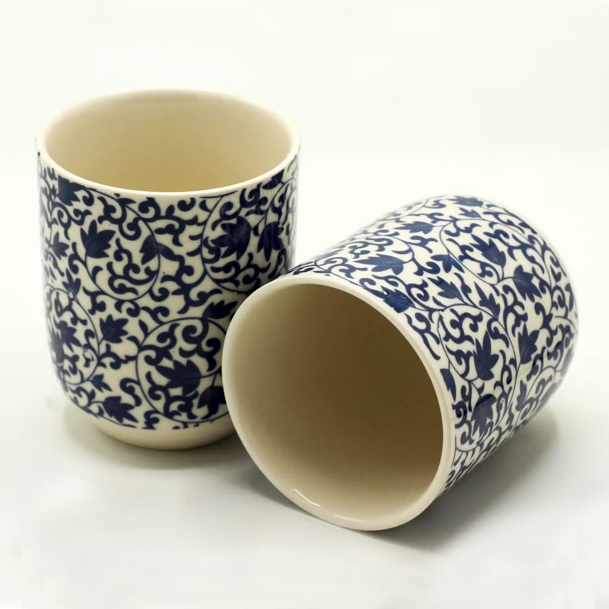 Set of 6 Blue Scroll Pattern Herbal Tea Cups1