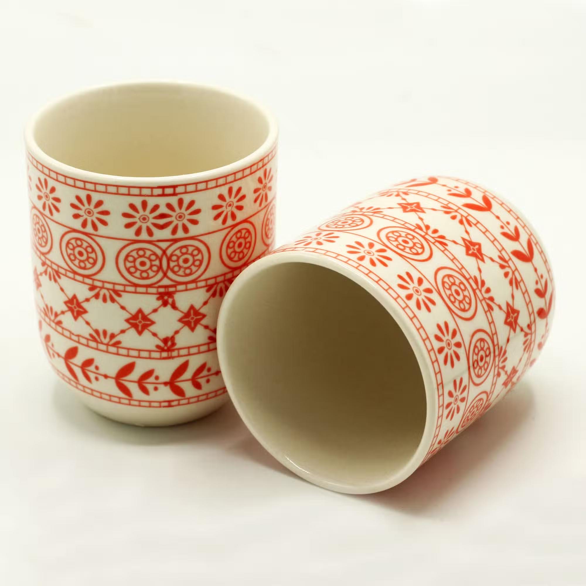 Set of 6 Amber Geometric Pattern Herbal Tea Cups1