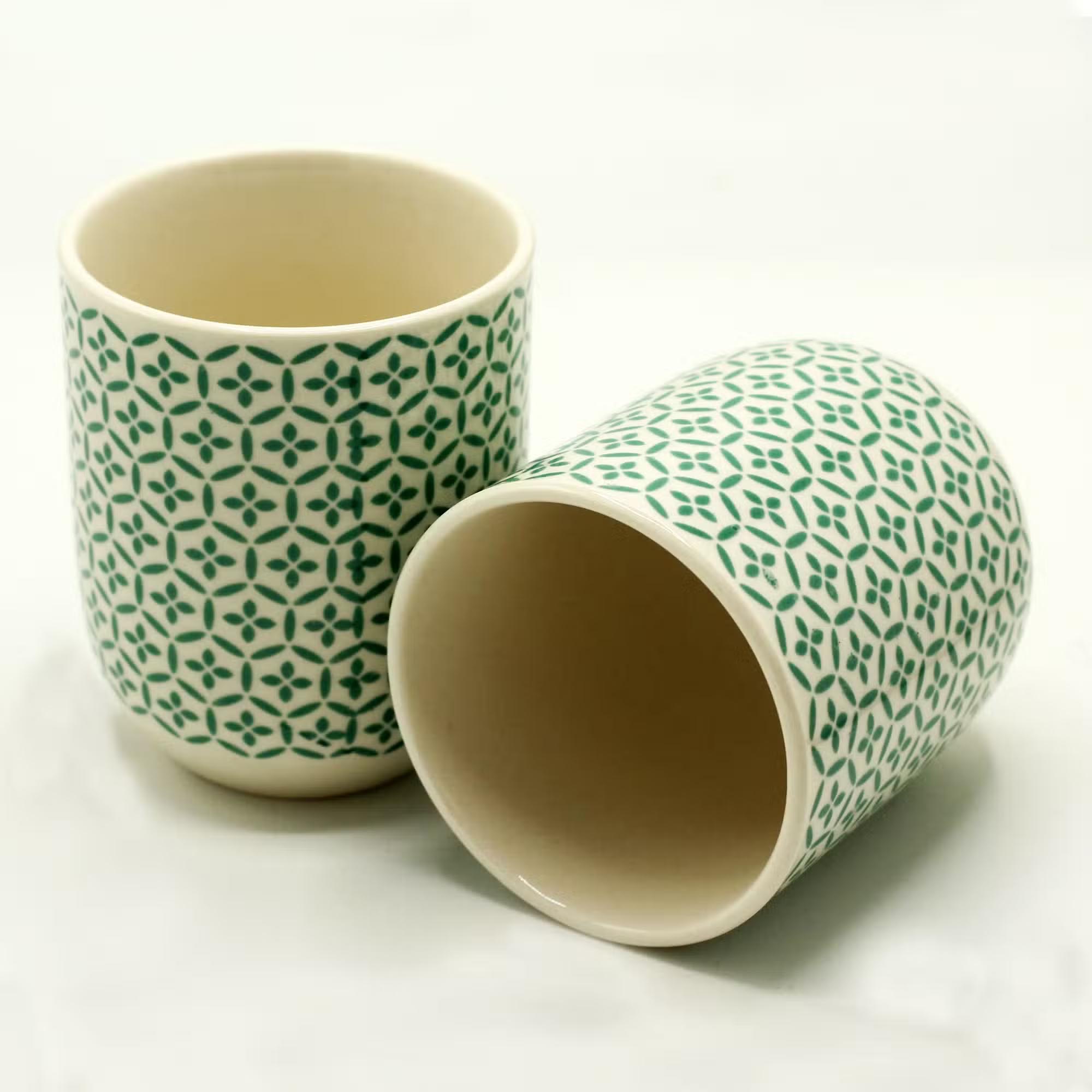 Set of 6 Green Mosaic Herbal Tea Cups1