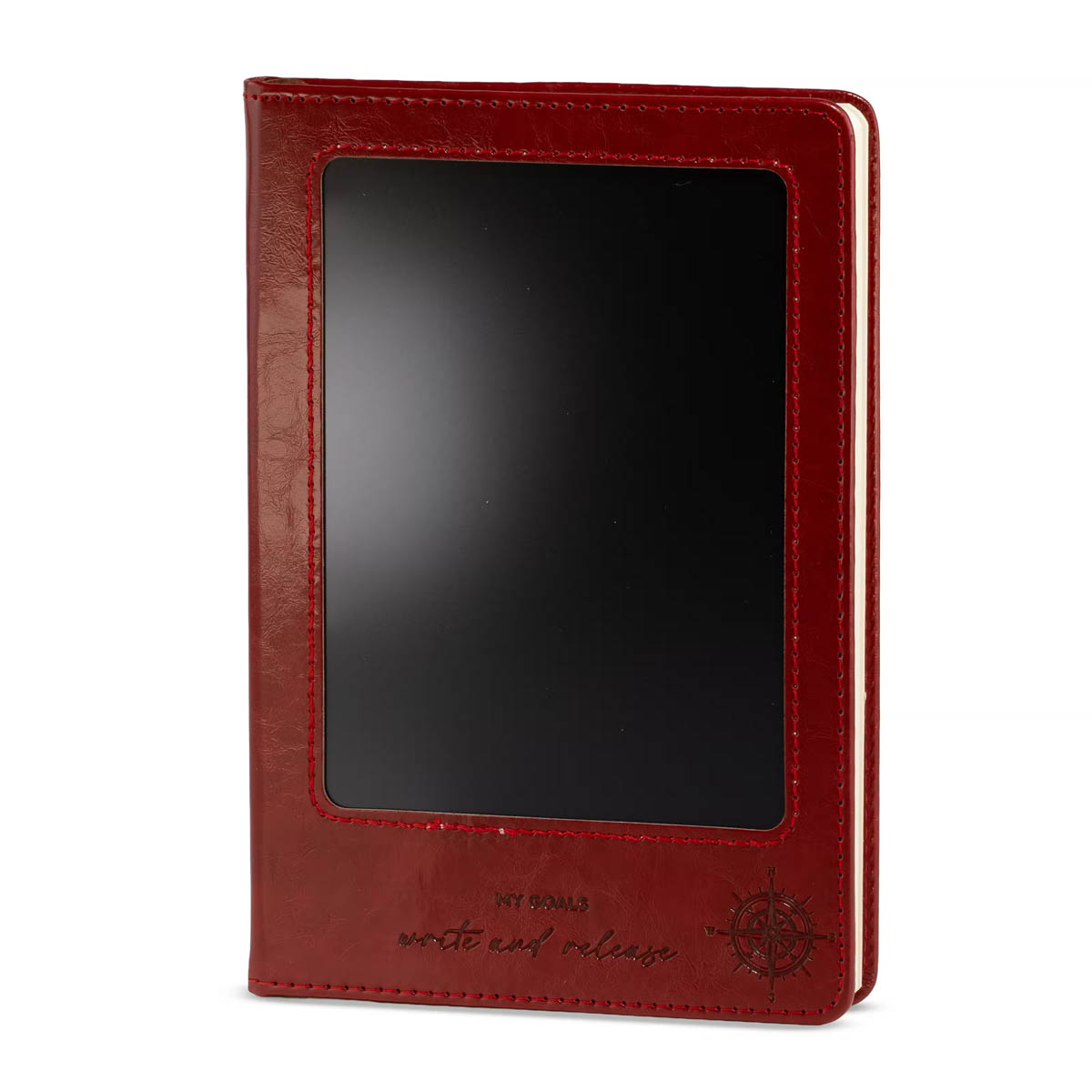 A5 Red Leather-Effect Intention Notebook with LCD Screen