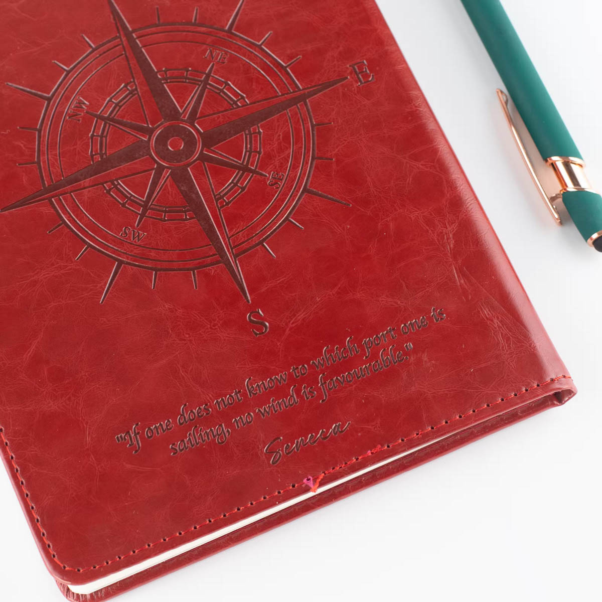 A5 Red Leather-Effect Intention Notebook with LCD Screen2