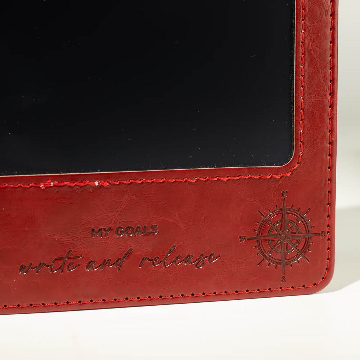 A5 Red Leather-Effect Intention Notebook with LCD Screen4