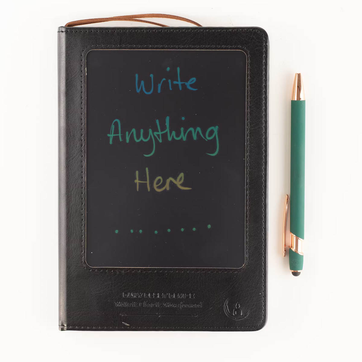 A5 Black Leather-Effect Intention Notebook with LCD Screen1